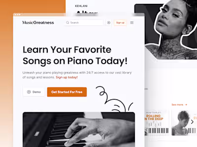 Online piano lessons website redesign for my previous client...