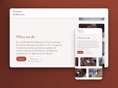 Fountain Productions | Custom Web design for a non Profit