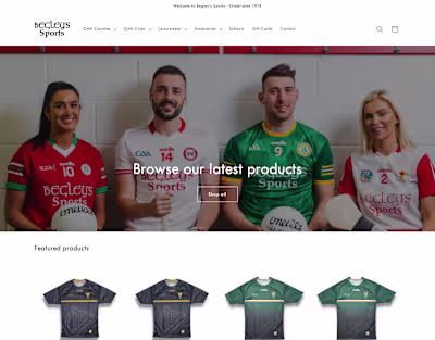Begleys Sports Shopify Website Build
