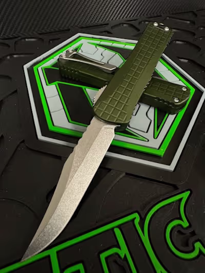 Manticore® E Bowie Stonewash Blade, OD Green Handle