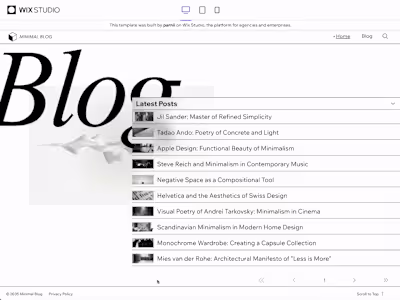 Designing the Minimalist Blog Wix Studio Website Templates