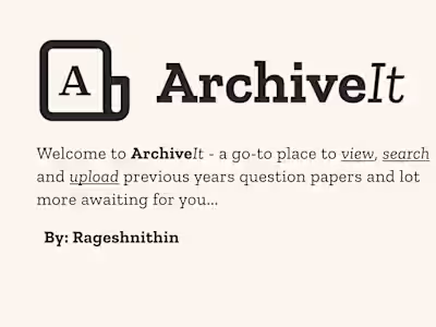 Archive It - Question Bank Website