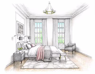 Hand-drawn bedroom illustration