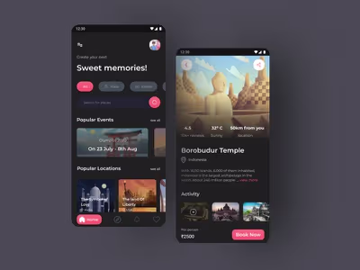 Travel app UI concept