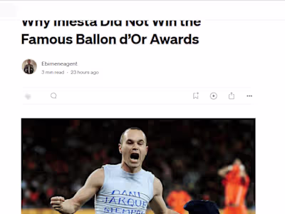 Why Iniesta Did Not Win the Famous Ballon d’Or Awards