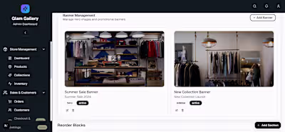 Glam Gallery E-commerce Admin Dashboard Development