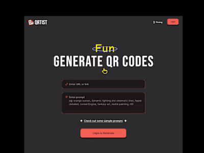 QRTIST Landing Page UI