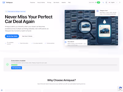 Amiquus Car Alert Subscriptions Development