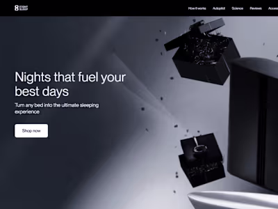 Figma Design for Eight Sleep's Shopify Website.