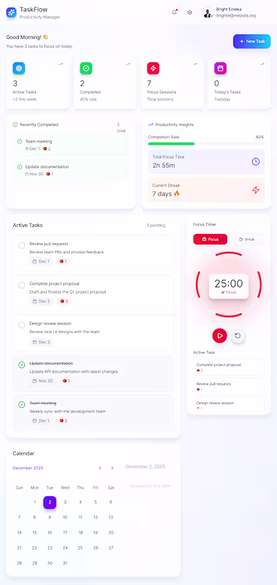 TaskFlow – Productivity Management Web App TaskFlow is a cle...