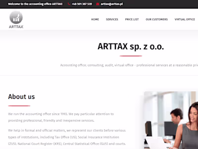 Landing page for an accounting office