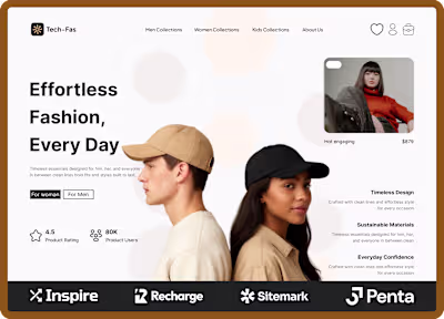 🧥 Tech-Fas — Fashion Landing Page Effortless fashion, every...