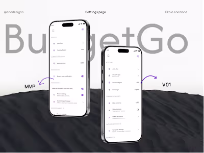 MVP Settings Page Design for BudgetGo