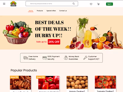 Grocery shopping web Landing page