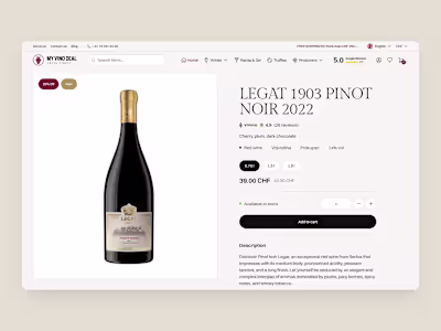 Ecommerce Website - Design for Swiss Wine Shop