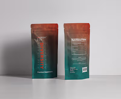 Premium Pouch Label Design for Unseen Bio