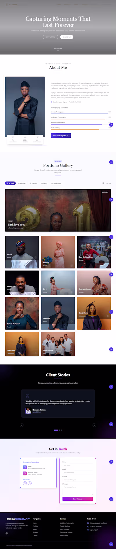 Responsive Portfolio Website for Photographer