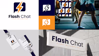 A bold, modern logo for Flash Chat—built for fast and seamle...