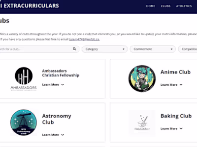 Waterloo Collegiate Institute Extracurriculars Website