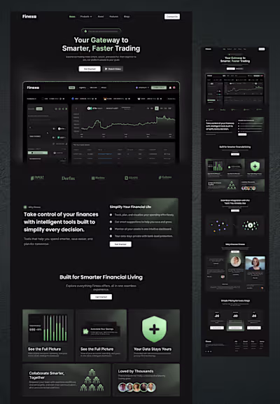 Finexa, Smart Finance & Trading SaaS Landing Page
