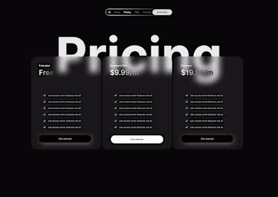 A pricing page for modern website