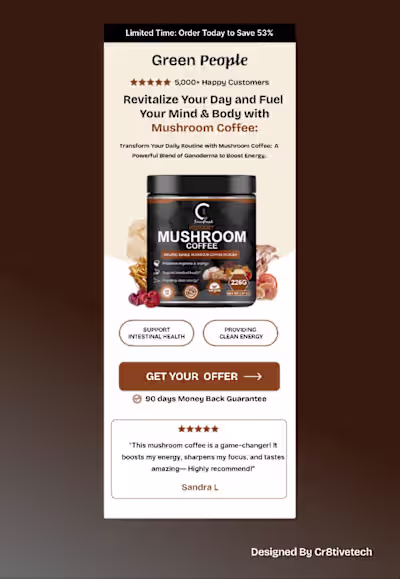 Above the fold section design on figma The goal was to captu...