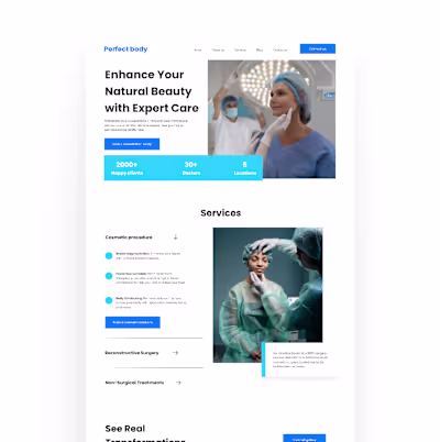 Designed a landing page for a plastic surgery establishment.