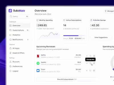 👌 SubsMate – Smart Subscription Management Dashboard