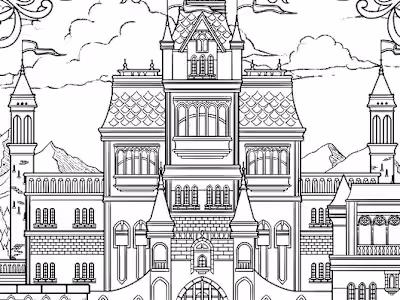 Dreamy Palace: Adult Coloring Page