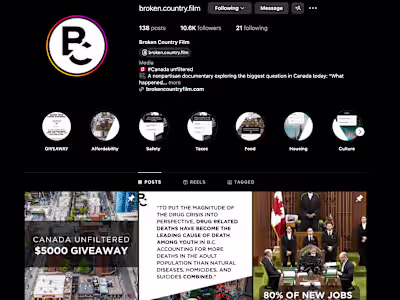 Broken Country Film Social Media Marketing (5+ channels) 