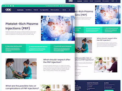 PRP Treatment Page, Modern Medical UI for One Orthopaedics