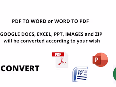 convert file to PDF, word, google doc, docs, excel, ppt, zip etc