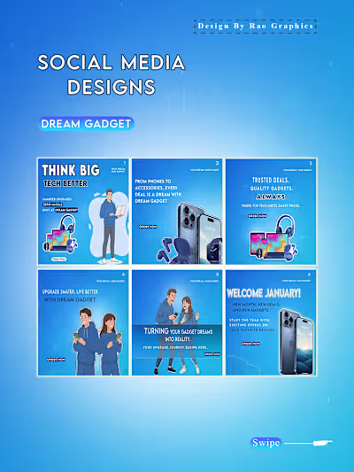 Dream Gadget January Tech Deals Campaign A vibrant social me...