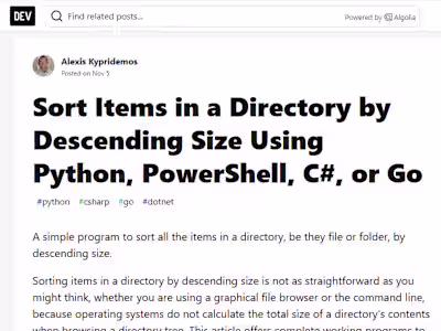 Sort Items in a Directory by Descending Size