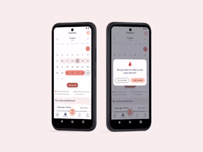 Grace Health Cycle Tracking Page Redesign