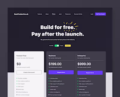 Pricing Page for Best Productive 
