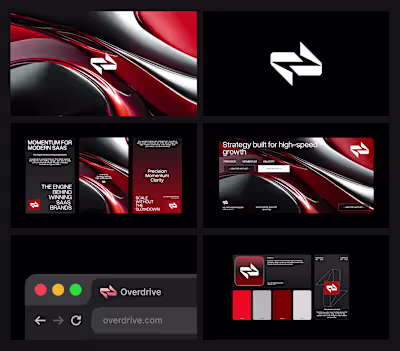Overdrive Logo sprint with brand assets completed for a Mode...