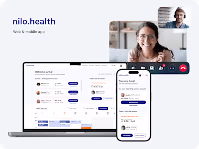 Redesign of dashboard and calendar app for nilo.heath 