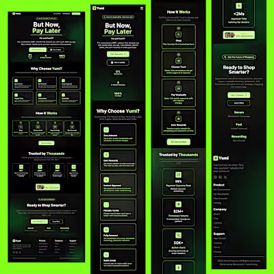 Landing Page for Yumi - Desktop view and mobile view