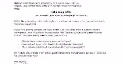 Cold Outreach Emails for a Software Development Company