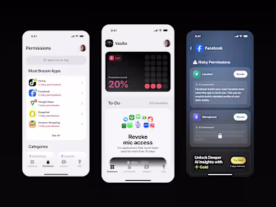 I designed Vaulta as a clean iOS style privacy utility that ...