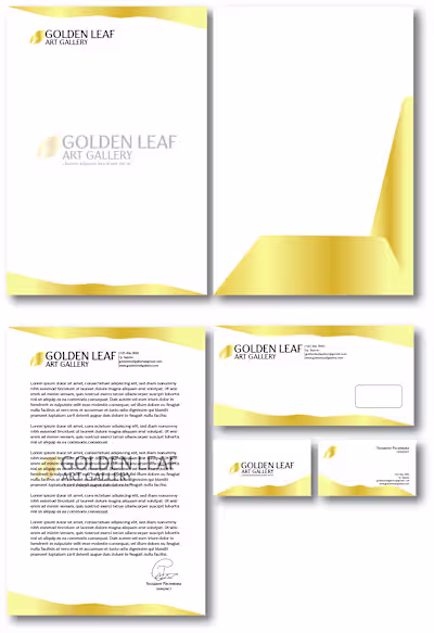Golden Leaf Art Gallery – Stationery Set Design
