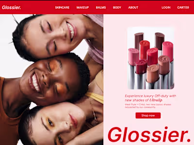 Glossier Web Landing Page UI