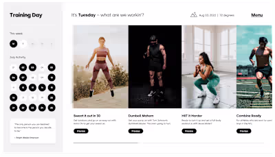 Training Day – Fitness concept (TV + Mobile app experience)