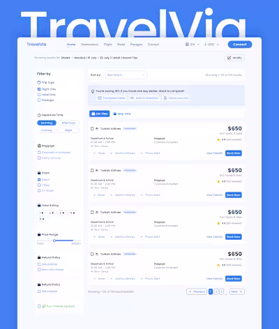 TravelVia -End-to-End Booking System UI