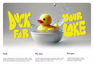 Landing for store that sells rubber ducks