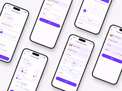 Assign date & time - IOS app screens