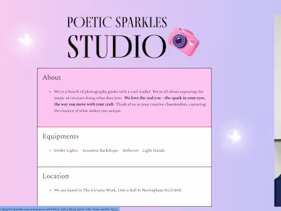 Website Project ft Photography Studio 
