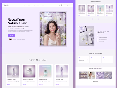 A modern skincare landing page
