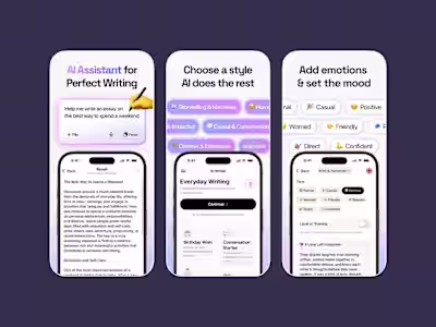 AI Writing Assistant App Screenshots